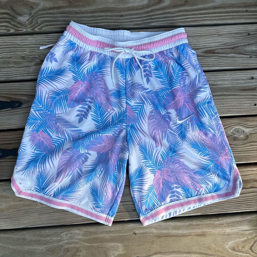 Nike Men's Dri-Fit DNA Tropical Print Shorts - Pink and Blue